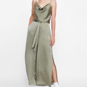 Brand New Zara Olive Satin Romper
